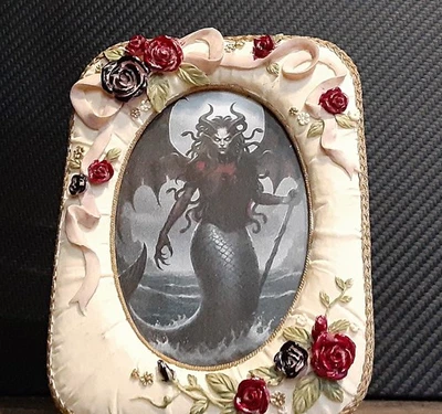Halloween Decorative Photo -frame With Unique One Of A Kind Devil-mermaid - Image 1 of 4