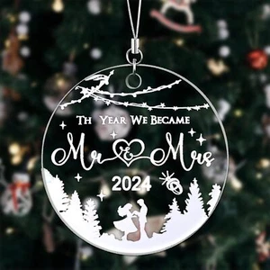 Wedding Gifts for Couples 2024 - Mr and Mrs First Christmas Married Ornament - Picture 1 of 7