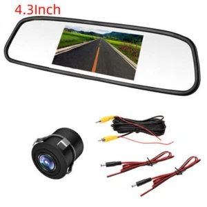 US 4.3" TFT LCD Auto Rear View Mirror Monitor License Plate Backup Camera System - Picture 1 of 7