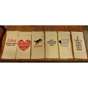 Custom Handmade Wine Bags Totes Winosaur! Good Friends!  Great Gift! - Picture 1 of 11