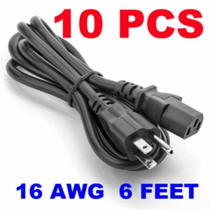 (Lot of 10)  6FT 16AWG Heavy Duty Server Power Cord NEMA 5-15P to IEC320-C13 - Picture 1 of 1