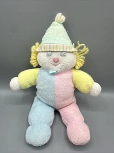Vintage Eden? Terry Cloth Clown Plush 11” Pastel Colors *READ* - Picture 1 of 17