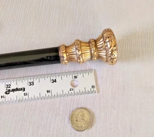 Gold Crutch  ANTIQUE WALKING  STICK EBONY WOOD, Makers marks. - Picture 1 of 20