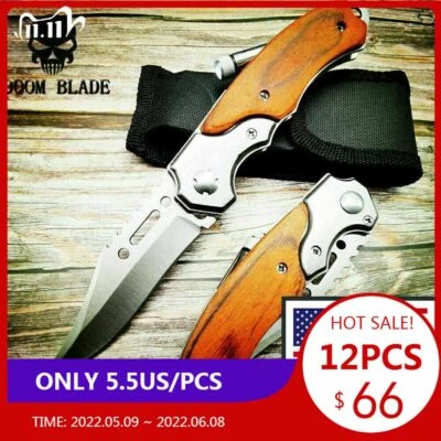 12X Cuchillos Hoja Asistida Bolsillo Táctico Plegable Cuchillo Supervivencia Caza LED Foto 1 de 2