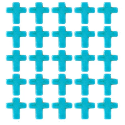 25pcs Turquoise Cross Beads Blue Gemstone Cross Stone Spacer Beads for Jewelry - Image 1 of 4