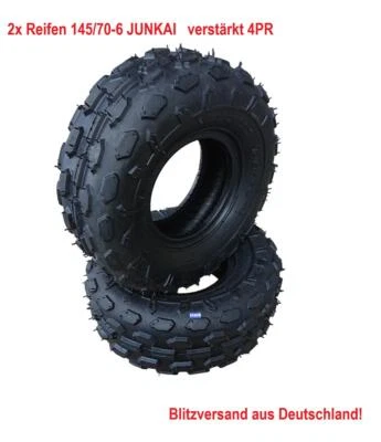 2x Reifen 145/70-6 JUNKAI ATV Kinderquad Rasentraktor Aufsitzmäher Schneeräumer - Bild 1 von 4