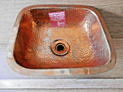 贝茨贝茨公司 锤状铜水槽/w 排水篮免费 S/H — 第 1/4 张图片