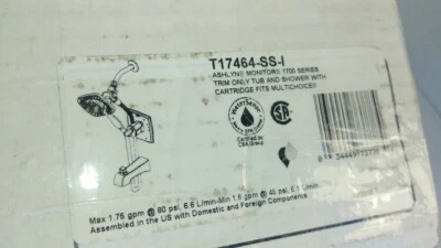 Delta T17464-SS-1 Ashlyn In2ition Tub/Shower Faucet Trim Kit Stainless LessValve - Image 1 of 4