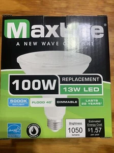 Maxlite LED Outdoor Flood Light Bulb, weatherproof 100 watt replacement 5000k - Picture 1 of 2