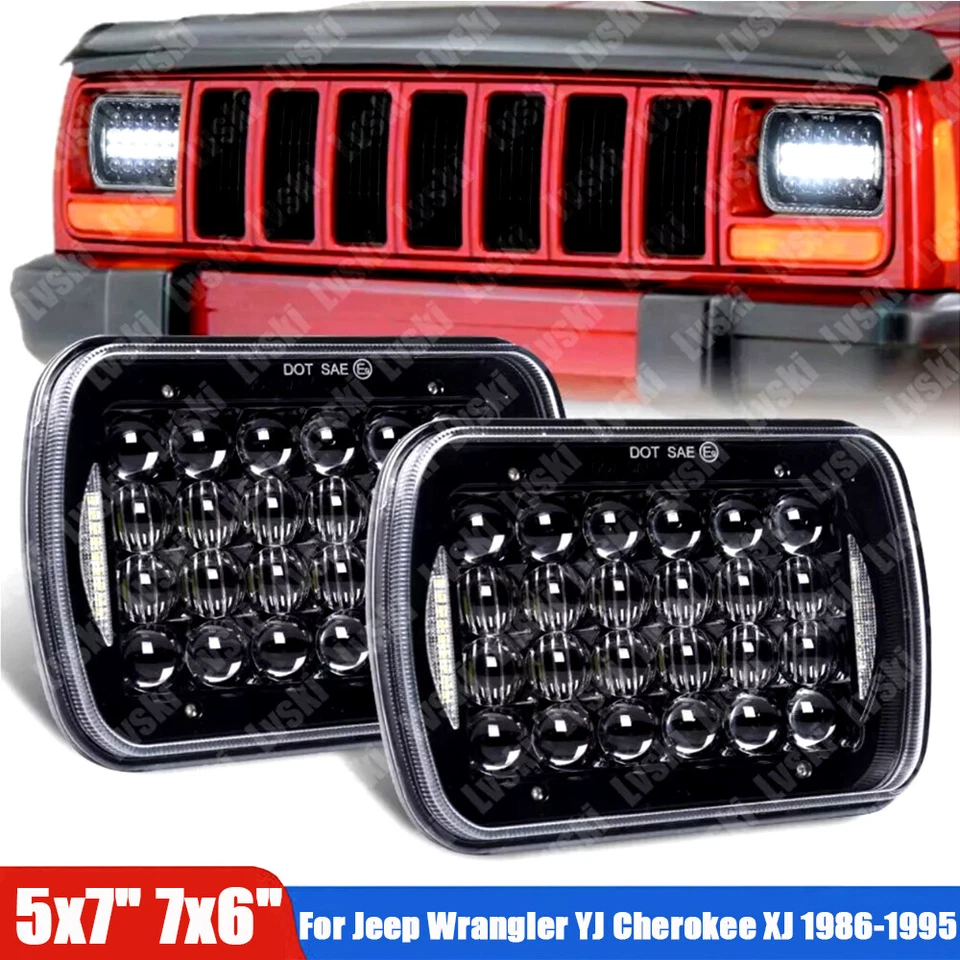 Faro LED DRL DOT 5x7" 7x6" para Jeep Wrangler YJ Cherokee XJ 1986-1995 Foto 1 de 4