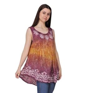 Women’s Summer Hippie Sleeveless U-Neck Floral Tie Dyed Tunic Top Mix 05Pcs Lot - Picture 1 of 8
