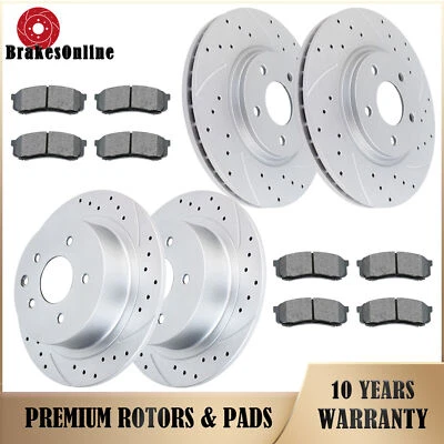 Kit de pastillas de rotores de freno delanteros y traseros aptos para frenos ranurados perforados Saturn Aura Foto 1 de 4