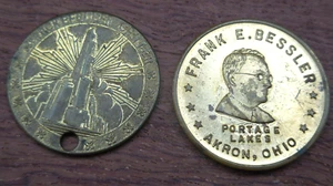 Two medals souvenir 1939 Akron,Ohio Frank E. Bessler-New York World's Fair #13 - Picture 1 of 7