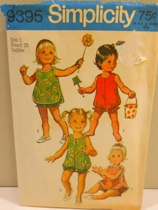 Mameluco Delantal Traje Burbujas Vintage Patrón Simplicidad #9395 Niña Niño Pequeño Talla 1 - Imagen 1 de 1