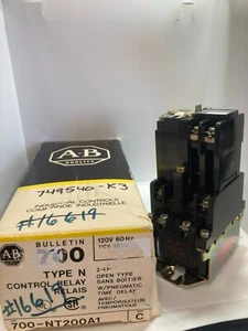 ALLEN BRADLEY 700-NT200A1 CONTROL RELAY TYPE N 2NO 4 POLE 110/120VAC SER C NIB - Picture 1 of 5