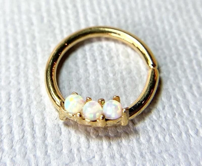 Anillo de aro de tabique/cartílago chapado en iones de ópalo de tres piezas torre Daith Helix Tragus  Foto 1 de 4