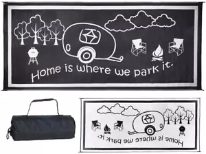 Stylish Camping RH8181 Black/White 8-Feet x 18-Feet RV Home Mat - Picture 1 of 6