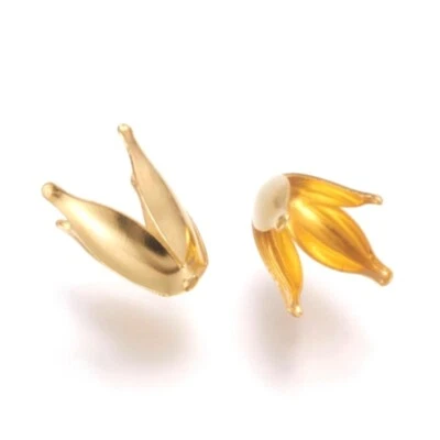 Tapas largas de cuentas de tulipán dorado estilo minimalista de mediados de siglo enchapadas en 14K 20 piezas Foto 1 de 3