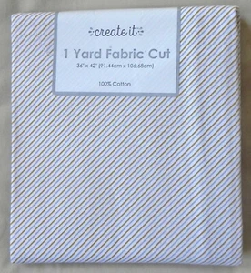 Holiday "1 Yard Fabric Cut" by Create It, Gold & Silver Stripes, 100% Cotton New - Picture 1 of 2