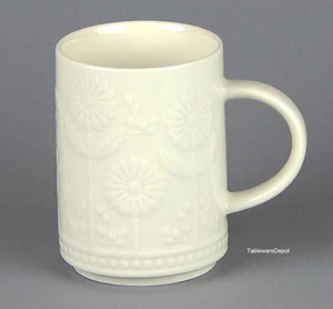 Starbucks: 12 oz. Mug, MINT UNUSED Condition! All White, Embossed Flowers - Picture 1 of 4