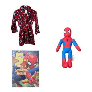 SPIDER-MAN Marvel FLEECE Youth BATHROBE Size 8 (M) PLUSH & 5 Minute Stories BOOK - Picture 1 of 22