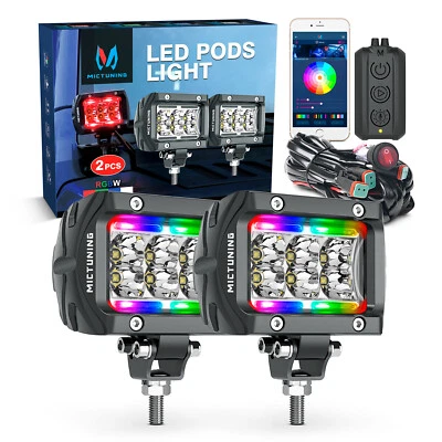 MICTUNING K1 18W 4" RGBW LED Barra de luces de trabajo Luces antiniebla todoterreno para Jeep SUV UTV Foto 1 de 4