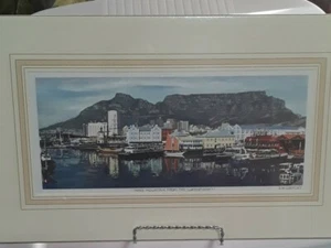 Vtg J.H. Wright Painting Lithograph "Table Mountain From The Waterfront" 11x5 i - Picture 1 of 4