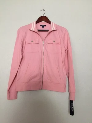 Chaqueta de Rendimiento Chaps Rosa Cremallera Completa Talla Mediana Bolsillos $80 NUEVA CON ETIQUETAS Foto 1 de 4