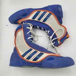 Botas altas de lucha de boxeo azul/naranja vintage Adidas para hombre talla 9,5 Y2k 04 del Reino Unido - Imagen 1 de 7