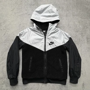 Nike Jacket Mens Medium Full Zip Hooded Sherpa Fleece Lined AA0069-010 - Picture 1 of 9
