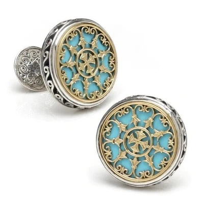 Art-Deco-Manschettenknöpfe aus Sterlingsilber in runder Form mit... - Bild 1 von 4