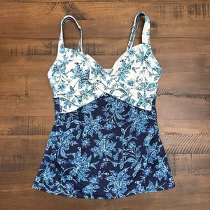 Lands End Blumen Tankini Oberteil Schwimmen Badeanzug Größe 2 - Bild 1 von 3