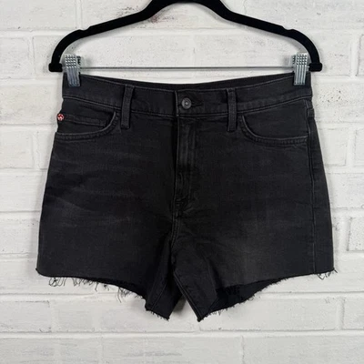 Hudson Kass High Rise Jean Shorts Women Sz 27 4.5” Inseam Black Wash Distressed - Image 1 of 4