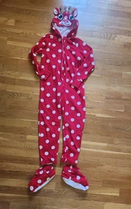 Justice Brand One-piece Fleece Reindeer Costume Pajamas, Sz 10, Detachable Feet - Picture 1 of 5