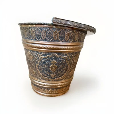 Anglo-Raj Mughal Bronzed Copper Vessel Bucket - Image 1 of 4