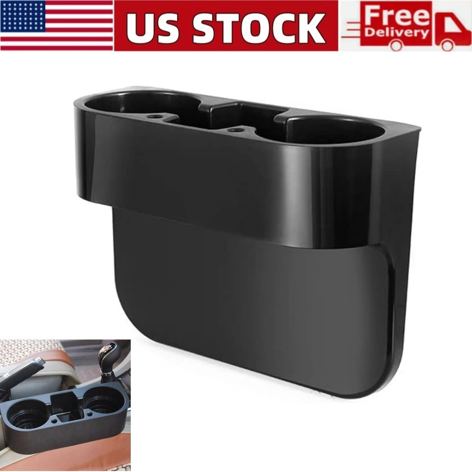 Asiento de coche Costura Hueco Cuña Bebida Negro Portavasos Soporte de montaje para bebidas Soporte de almacenamiento Foto 1 de 4