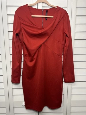 Walter Baker W118 Long Sleeve Crisscross Drape Stretch Sheath Dress Size Large - Image 1 of 4
