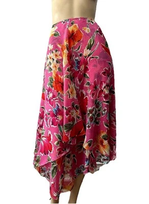 NWT RALPH LAUREN FLORAL SILK  LAYERED ASYMMETRICAL MIDI SKIRT SIZE 22 - Image 1 of 4