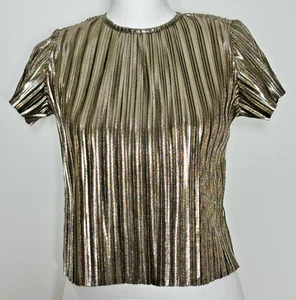 Monoprix (Paris) Pleated Metallic Gold Top Girls Party - Size 10 - Picture 1 of 3