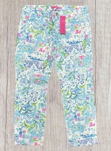 Pantalones al tobillo Lilly Pulitzer Kelly ajustados "What A Lovely Place" talla 12 nuevos con etiquetas - Imagen 1 de 9
