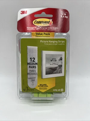 Command Picture Hanging Strips, White, 12 Medium Pairs Per Pack 1 Pack