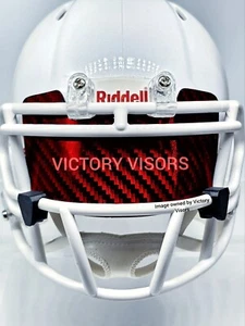 Red Holographic Carbon Fiber Mini Football Helmet Visor w/UA Clips *FLAT STYLE* - Picture 1 of 2