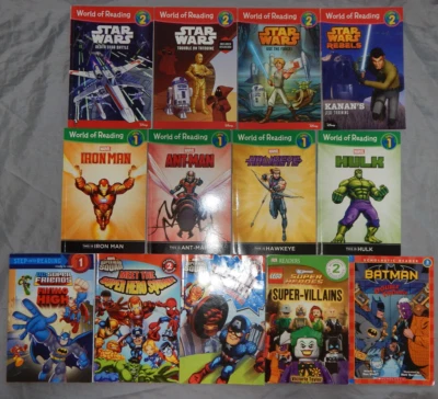 13 leveled readers STAR WARS marvel iron man hulk batman level 1 2 3 books lot - Image 1 of 4
