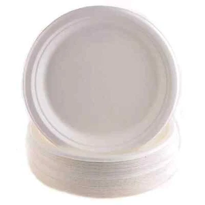 7" in. Natural SugarCane Compostable Bagasse Bamboo Dessert Plates 200pcs - Picture 1 of 4