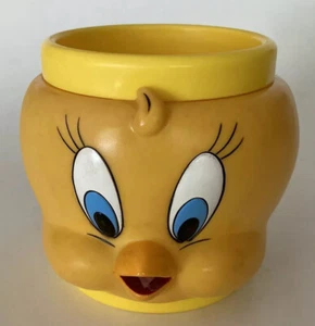 Tweety Vogel 3D Gesicht Sammler Becher Tasse Kunststoff Looney Tunes Warner Bros 4" 1992 - Bild 1 von 5