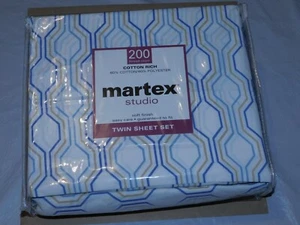 NUEVO EN PAQUETE~MARTEX STUDIO 200 RECUENTO DE HILOS-SABANA-JUEGO DE HOJAS DOBLES~200B HEXÁGONO - Imagen 1 de 4