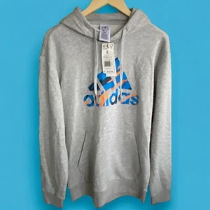 Adidas Felpa Con Cappuccio Uomo Small Grigio Blu Arancione Nuova - Foto 1 di 4