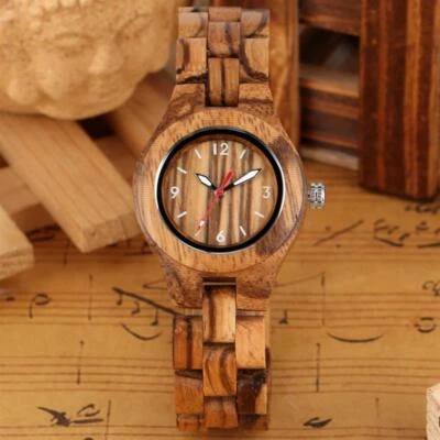 Reloj pulsera de madera de diseño simple para mujer movimiento de cuarzo correa de madera completa Foto 1 de 4