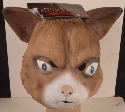 Grumpy Cat Mask Catitude Creepy Mad Latex Over Head Cosplay Halloween Costume  - Image 1 of 4