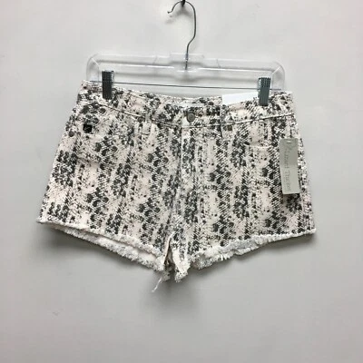 Pantalones Cortos KanCan Mujer Negro Beige Tiro Alto Deshilachado Corte 2" Entrepierna M Nuevos Foto 1 de 4